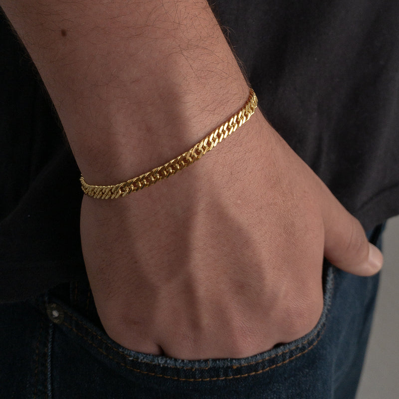 PULSEIRA GRUMET DUPLA (4mm) - BANHADO A OURO 18K