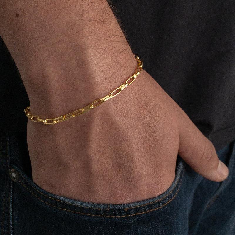 PULSEIRA CADEADO LONG (4mm) - BANHADO A OURO 18K