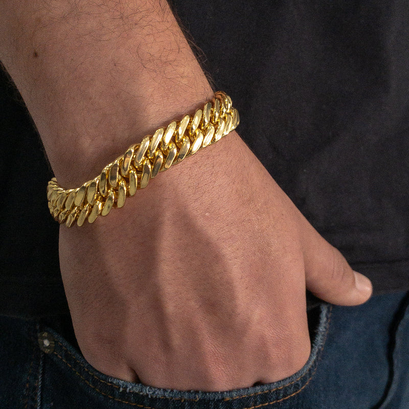 PULSEIRA GRUMET DUPLA (13 mm) - BANHADO A OURO 18K