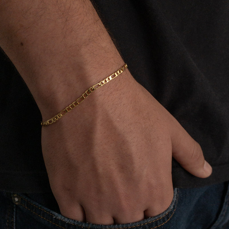PULSEIRA FIGARO 3X1 (3mm) - BANHADO A OURO 18K
