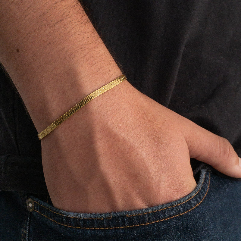 PULSEIRA CADEADO FLAT (4mm) - BANHADO A OURO 18K