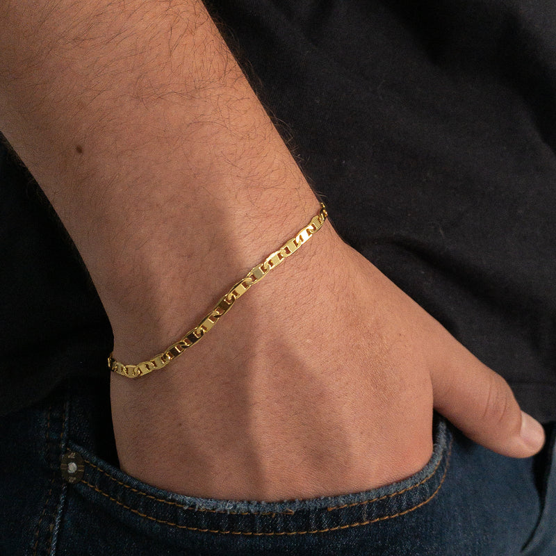 PULSEIRA PIASTRINE (4mm) - BANHADO A OURO 18K
