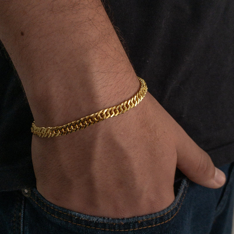 PULSEIRA GRUMET DUPLA (6mm) - BANHADO A OURO 18K
