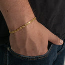 PULSEIRA CADEADO DUPLO (4mm) - BANHADO A OURO 18K.