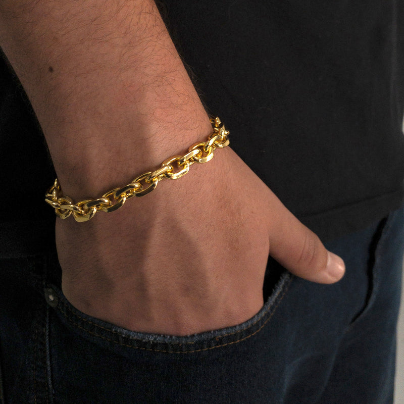 PULSEIRA CADEADO (8mm) - BANHADO A OURO 18K