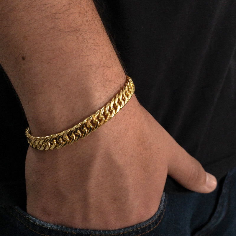 PULSEIRA GRUMET DUPLA (10mm) - BANHADO A OURO 18K
