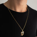CORRENTE CADEADO FINO (1mm) + PINGENTE ESCUDO DA FÉ (3cm) - BANHADO A OURO 18K