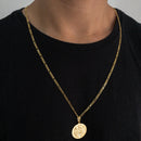 CORRENTE FIGARO 3X1 (3mm) + PINGENTE MEDALHA SÃO BENTO (2,5cm) - BANHADO A OURO 18K