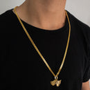 CORRENTE GRUMET DUPLA (4mm) + PINGENTE CHORA AGORA RI DEPOIS CRAVEJADA (4,2cm)