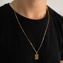 CORRENTE TIJOLINHO (1,5mm) + PINGENTE PLACA SALMO 23 (2,2CM) - BANHADO A OURO 18K