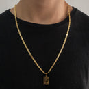 CORRENTE PIASTRINE (4mm) + PINGENTE PLACA SALMO 23 (2,2CM) - BANHADO A OURO 18K
