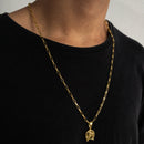 CORRENTE CADEADO LONG (4mm) + PINGENTE FERRADURA (2cm) - BANHADO A OURO 18K