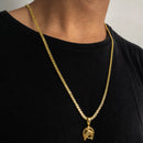CORRENTE CADEADO DUPLO (4mm) + PINGENTE FERRADURA (2cm) - BANHADO A OURO 18K