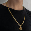 CORRENTE GRUMET DUPLA (4mm) + PINGENTE FERRADURA (2cm) - BANHADO A OURO 18K