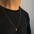 ESCAPULÁRIO SANTA E CRISTO ELO LONG - 70CM - BANHADO A OURO 18K.