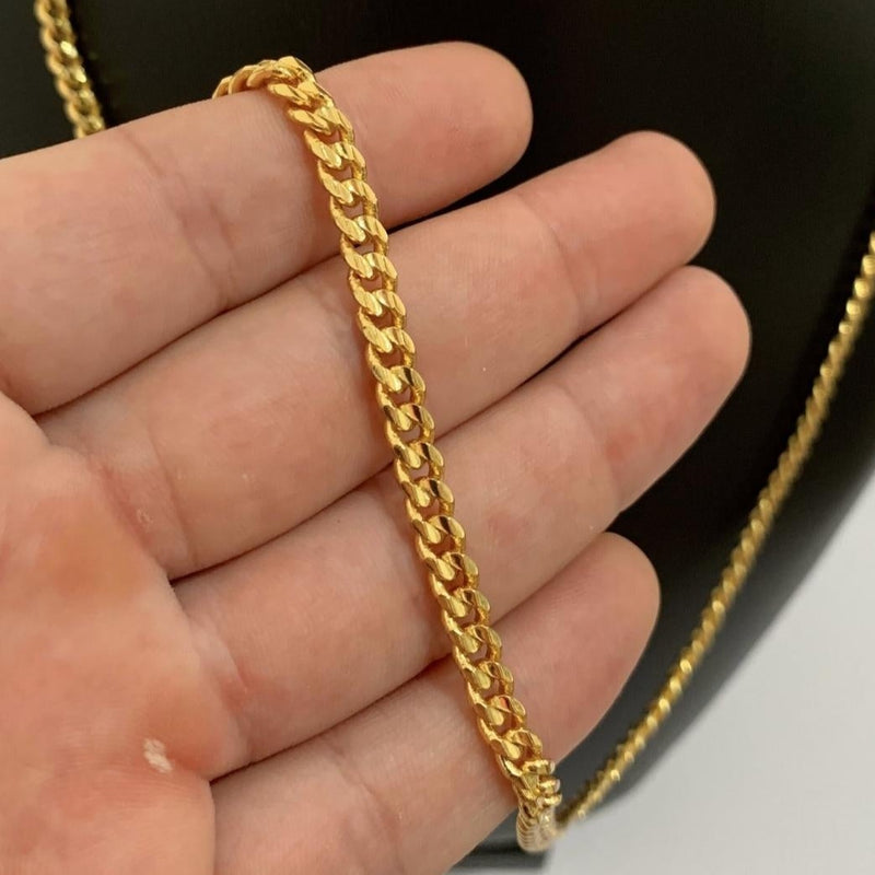 CORRENTE CUBAN (5mm) BANHADO A OURO 18K