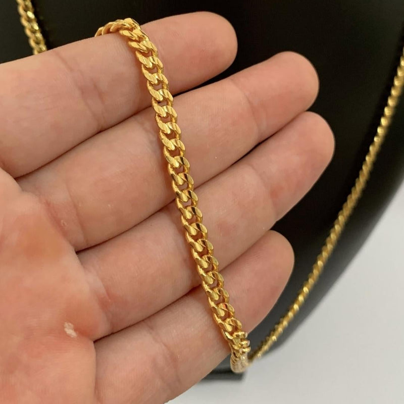 CORRENTE CUBAN (5mm) + PINGENTE CRUZ CRAVEJADA ALTO RELEVO (5,6cm) - BANHADO A OURO 18K