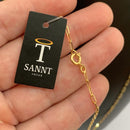 CORRENTE CADEADO FINO (1mm) + PINGENTE PLACA SALMO 23 (2,2cm) - BANHADO A OURO 18K.