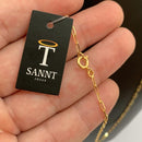 CORRENTE CADEADO FINO (1mm) + PINGENTE CRUZ PALITO (2,9cm) - BANHADO A OURO 18K