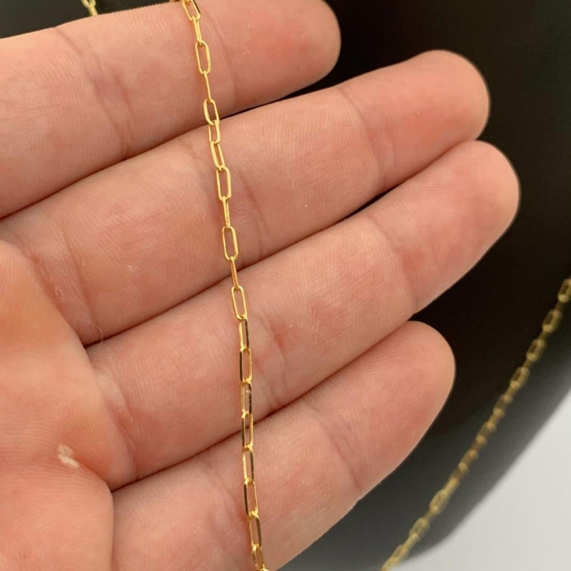 CORRENTE CADEADO FINO (1mm) - BANHADO A OURO 18K