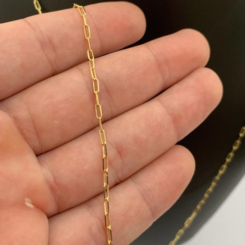 CORRENTE CADEADO FINO (1mm) + PINGENTE MINI PLACA CRUZ (1,8cm) - BANHADO A OURO 18K