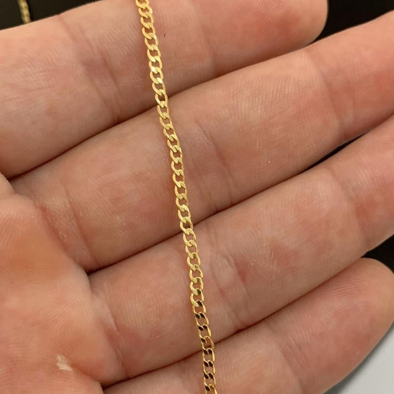 CORRENTE GRUMET (2mm) + PINGENTE MINI PLACA CRUZ VAZADA (1,8cm) - BANHADO A OURO 18K