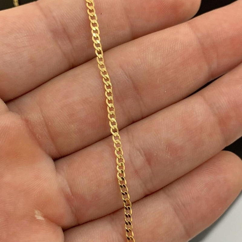 CORRENTE GRUMET (2mm) + PINGENTE DE CRUZ 3D CHAPADO (3,5cm)- BANHADO A OURO 18K