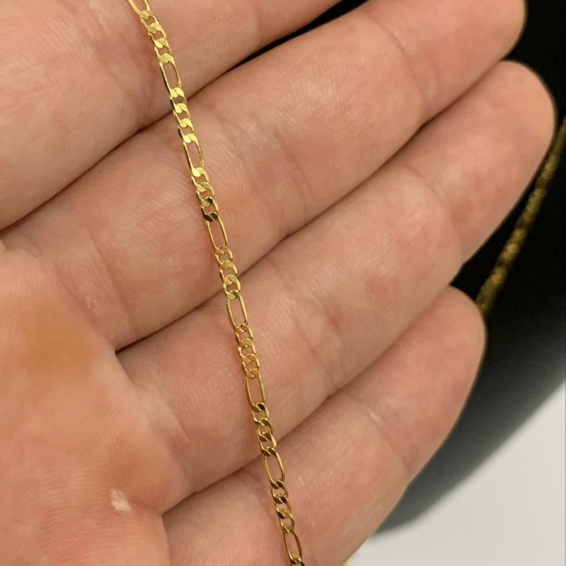CORRENTE FIGARO 3X1 (1mm) - BANHADO A OURO 18K