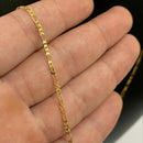 CORRENTE FIGARO 3x1 (1mm) + PINGENTE CRUZ PALITO (2,9cm) - BANHADO A OURO 18K