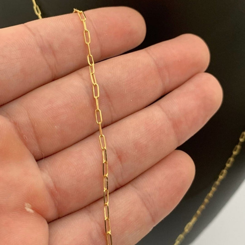 CORRENTE CADEADO FINO (1mm) + PINGENTE CRUZ COM CRISTO(2,5cm) - BANHADO A OURO 18K