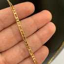 CORRENTE FIGARO 3X1 (3mm) + PINGENTE CRUZ COM FACE DE JESUS (3,8cm)- BANHADO A OURO 18K