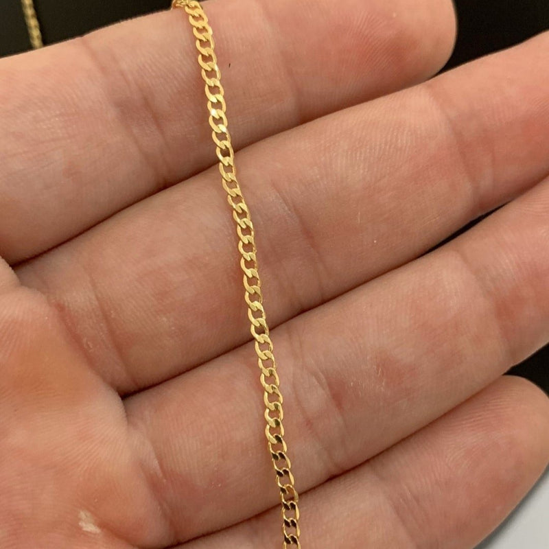 CORRENTE GRUMET (2mm) + PINGENTE CRUZ COM CRISTO (2,5CM) - BANHADO A OURO 18K