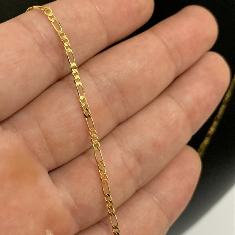 CORRENTE FIGARO 3X1 (1mm) + PINGENTE CRUZ COM CRISTO (2,5CM) - BANHADO A OURO 18K