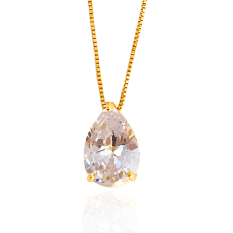 GARGANTILHA GOTAS CRISTAL - BANHADO A OURO 18K