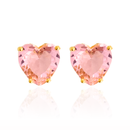 BRINCO CORAÇÃO ROSA - BANHADO A OURO 18K