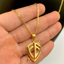 CORRENTE GRUMET (2mm) + PINGENTE ESCUDO DA FÉ (3cm) - BANHADO A OURO 18K