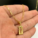 CORRENTE FIGARO 3X1 (1mm) + PINGENTE MINI PLACA CRUZ VAZADA - BANHADO A OURO 18K