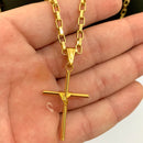 CORRENTE TIJOLINHO (4mm) + PINGENTE CRUZ ARAMADA (3,8cm)- BANHADO A OURO 18K