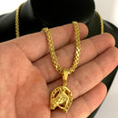 CORRENTE CADEADO DUPLO (4mm) + PINGENTE FERRADURA (2cm) - BANHADO A OURO 18K