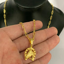 CORRENTE CADEADO FINO  (2mm) + PINGENTE FERRADURA (2cm) - BANHADO A OURO 18K