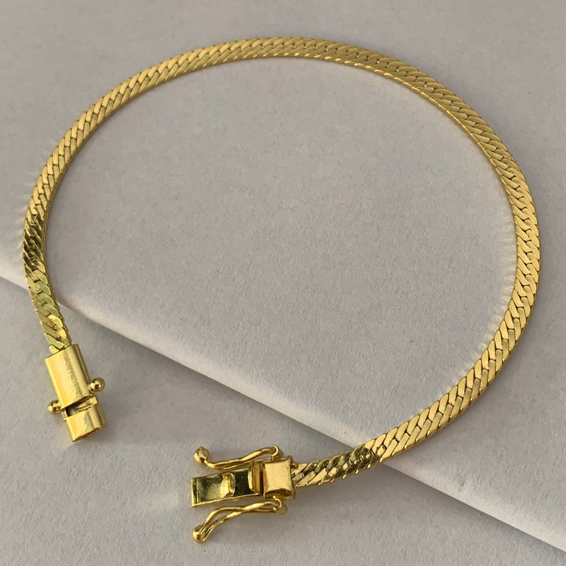 PULSEIRA CADEADO FLAT (4mm) - BANHADO A OURO 18K