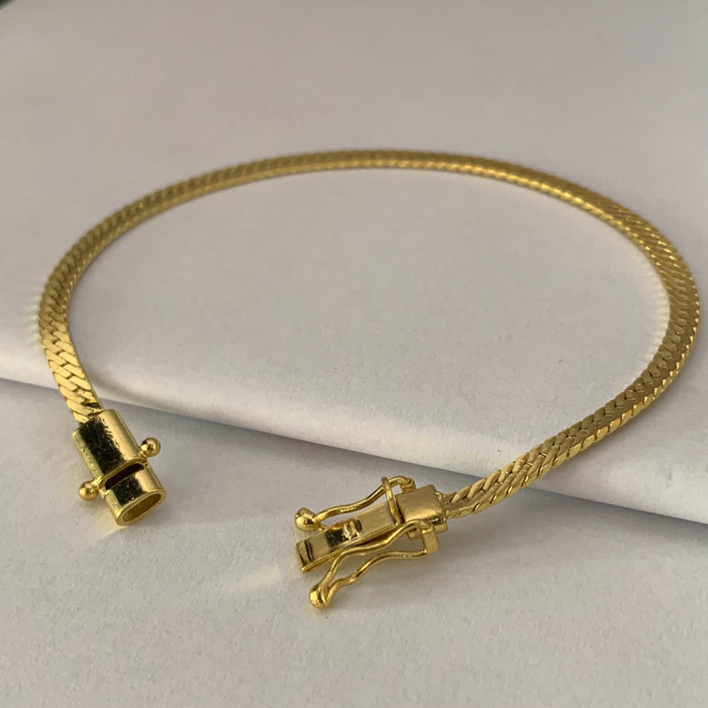 PULSEIRA CADEADO FLAT (4mm) - BANHADO A OURO 18K