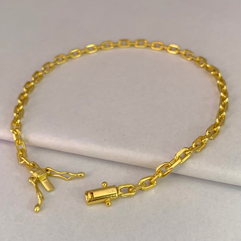 PULSEIRA CADEADO (3mm) - BANHADO A OURO 18K