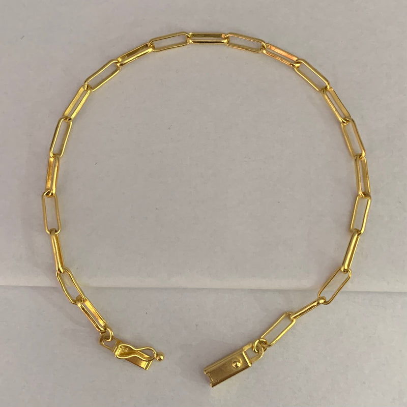 PULSEIRA CADEADO LONG (4mm) - BANHADO A OURO 18K