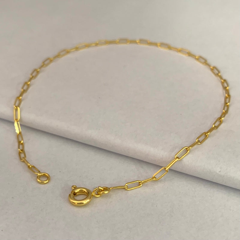 PULSEIRA CADEADO FINO (1mm) - BANHADO A OURO 18K