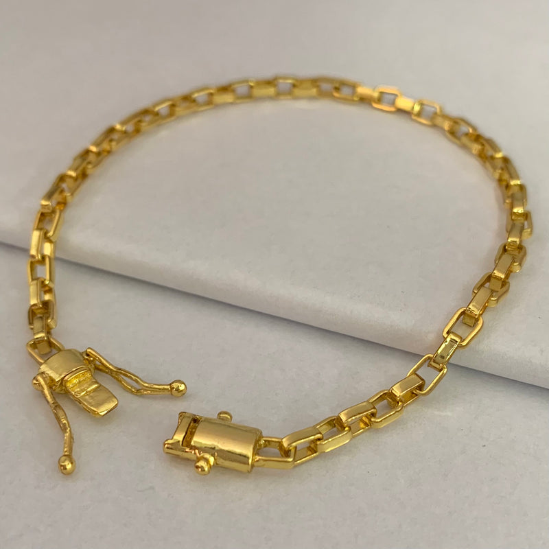 PULSEIRA TIJOLINHO (4mm) - BANHADO A OURO 18K