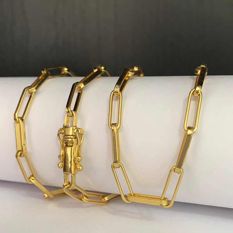 CORRENTE CADEADO LONG (6mm) - BANHADO A OURO 18K