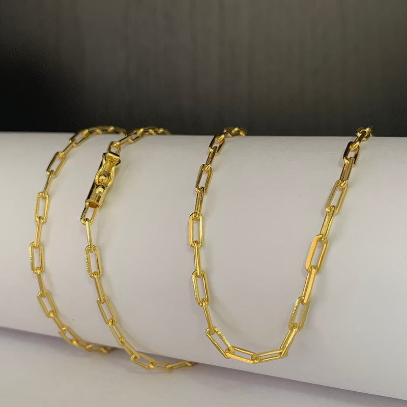 CORRENTE CADEADO FINO (2mm) - BANHADO A OURO 18K