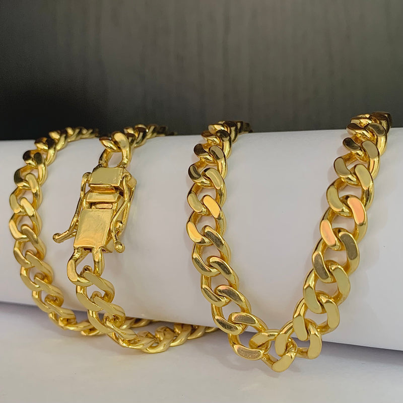CORRENTE GRUMET (8mm) - BANHADO A OURO 18K