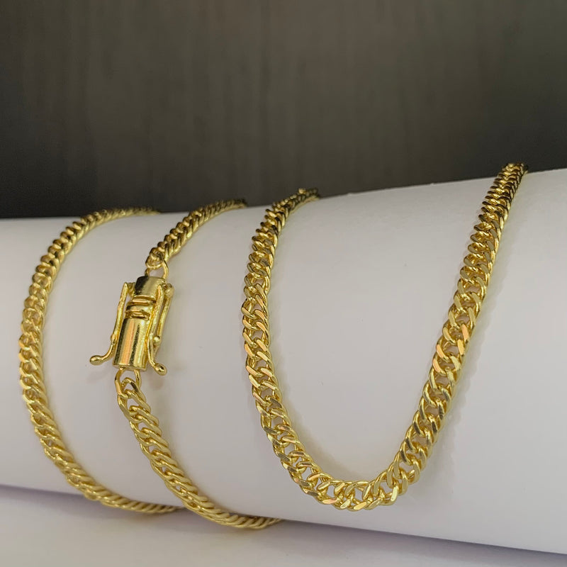 CORRENTE GRUMET DUPLA (4mm) - BANHADO A OURO 18K
